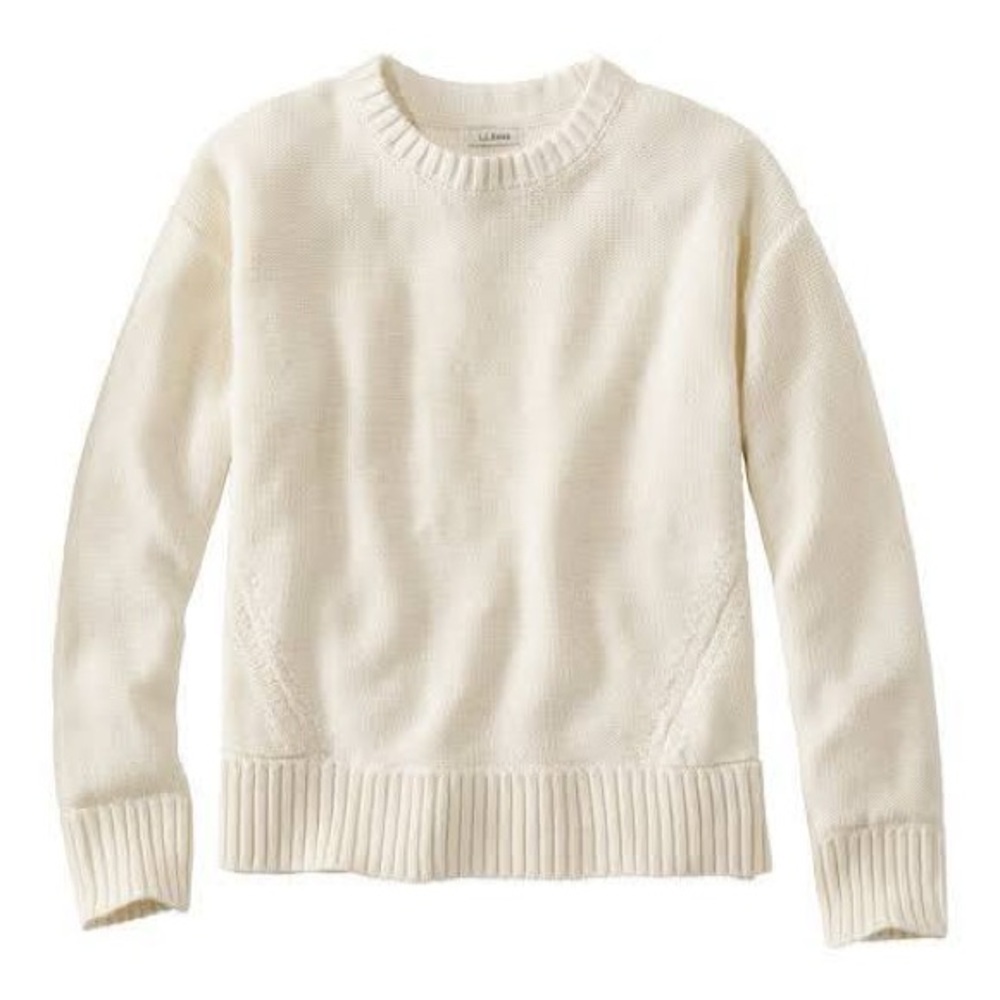 L.L. Bean Women Linen/Cotton Pullover Sweater, Cream
